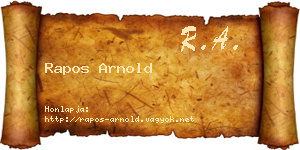 Rapos Arnold névjegykártya